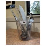 Utensil grouping - 3 whisks, 2 spatulas, slotted s