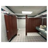Wood grain bathroom partitions - men
