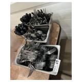 SS silverware lot - steak knives, spoons and forks