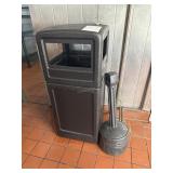 46" H garbage can with lid & cig butt holder