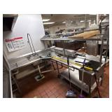 L Shaped Dish SS dish washing counter with upper s