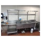 SS triple sink with side boards & upper pot rack 1