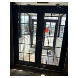 Pair interior metal 15 pane doors with upper windo