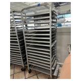 Rolling bakers rack with 17 trays