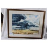 Watercolor Storm approaching the field - Carolyn