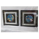 Two Underwater framed scenes 17"x 17"