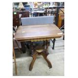 Eastlake side table with carved skirting in oak