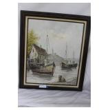 Morley harbor framed acrylic on canvas 25" x 29"