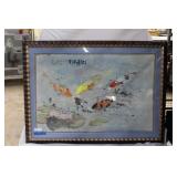 Chinese watercolor of koi fish on paper 47" x 35"