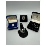 Five Sterling Rings 24.1 gtw incl 4-leaf clover wi