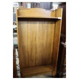 Oak  bookshelf with carved crown 10" x 30" x 58"