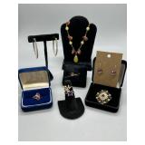 14kt and 10kt Jewelry grouping incl 14kt Diamond e