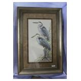 Great Blue Heron framed artist signed 33" x 48"