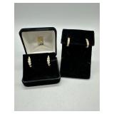 Two 14kt and Diamond Earrings 4.8 gtw incl Baguett