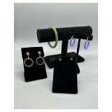 Jadeite Jewelry with 14kt bezels grouping incl jad
