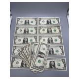 Twelve US $1 Federal Reserve STAR Notes * & Seven