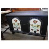 Tole painted lift top tulip chest  in petite size