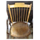 Oak slab bottom dining chair with slat back 16" x