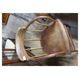 Oak barrel chair with slat back 24" x 20" x 30"