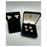 14kt Blue topaz stud earrings with three interchan