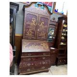 Reproduction Oriential slant front desk with upper