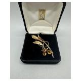 18kt Vintage Floral Pin with Yellow Citrine - 5.5