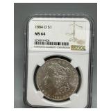 1884-O NGC Graded MS64 US Morgan Silver Dollar