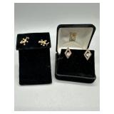 Two 14kt and Diamond Earrings incl Lizard and diam