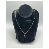 14kt Garnet and Diamond pendant with 14kt chain 23