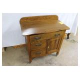 Refinished Oak three-drawer washstand