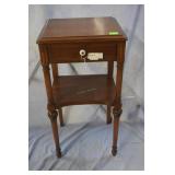 Finished single drawer side table with undershelf