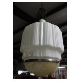 Schoolhouse hanging lamp milk glass with rays flow