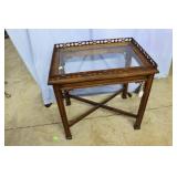 Chippendale Style Mahogany Glass top insert Tea Ta