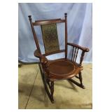 Mahogany finished rocking chair with leather seat