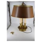 Brass Bouilotte-style table lamp with brown shade