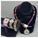 Red Hat Society Watch, Matching Bracelet, Purple R