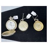 Three Pocket Watches: Quitel Lunar Face, Milan, &