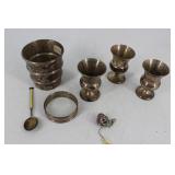 Sterling lot, stoplight shot glass, napkin ring,