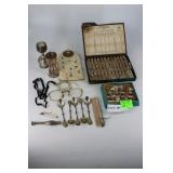 Sterling mixed jewelry, spoons, shot glass, eye