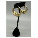 14kt yellow gold Peacock hoop earrings - 4.39 gtw