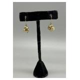 14kt yellow gold dangle earrings with tiny heart c