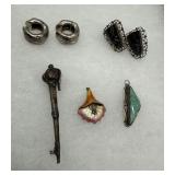 Sterling and costume jewelry: Sterling screw back