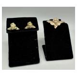 14kt Cherub earrings and brooch - 7.44 gtw