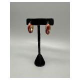 14kt hoop earrings with red enamel - 5.44 gtw