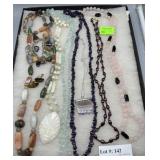 Assorted Stone and Beaded jewelry incl rose quartz