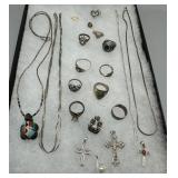 Sterling Jewelry incl 3 necklaces incl one with en