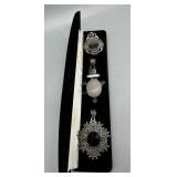 Three Mexico sterling pendants with large stones -