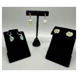 Three pairs 14kt yellow gold earrings - 14.53 gtw