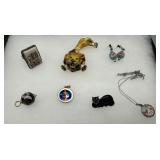 Enamel jewelry grouping: artist signed Sterling Ca