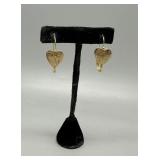 14kt etched heart drop earrings - 3.49 gtw